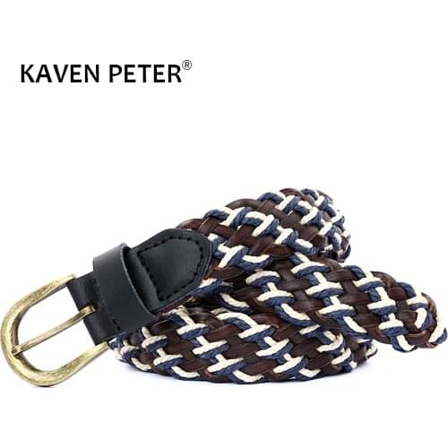 Casual Belt Men Bonded Leather Golf Sport Belt Braided Leather Cotton Canvas Belt For Men Top Grain Leather And Wax Rope Mixed