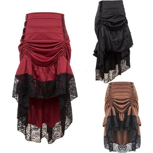 Festival Vintage Steampunk Skirt Costume Gothic Lace Corset Tiered Outfit Cosplay Carnival Halloween Fancy Party Dress