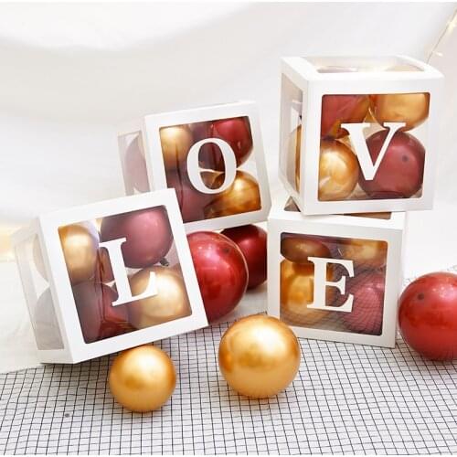 Transparent Box Box Birthday Wedding Birthday Party Decoration 1 Year Old Boy Girl Transparent Balloon Box Baby Shower Supplies