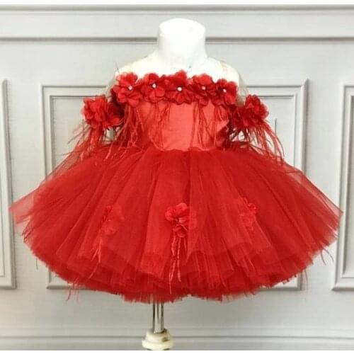 Puffy red infant baby girl dress vintage retro kids dresses for girls clothes christmas princess children clothes