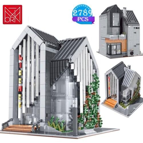 Assemble Commercial Street Scene DIY Library Building Block Model Childrens Brick Educational Toys for Friends Birthday Gifts