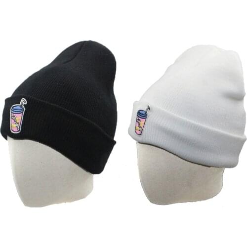 Winter Autumn Snowing Outdoor Keep Warm Windproof Soft Drink Cup Embroidery Skull Beanies Hat Unisex Run Cycling Cold Capw 132
