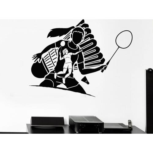 Badminton Sport Vinyl Wall Decal badminton Girl Athlete Game Tennis Ball Court Racket Wall Stickers Home Girls Room Decor C731