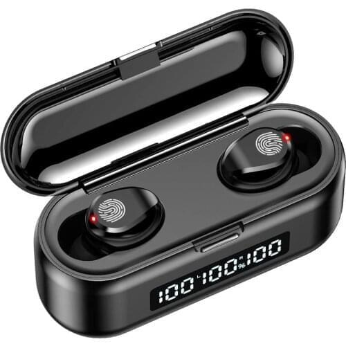 True wireless bluetooth 5.0 with digital LED display touch control TWS stereo mini headset waterproof deep bass sports earphone