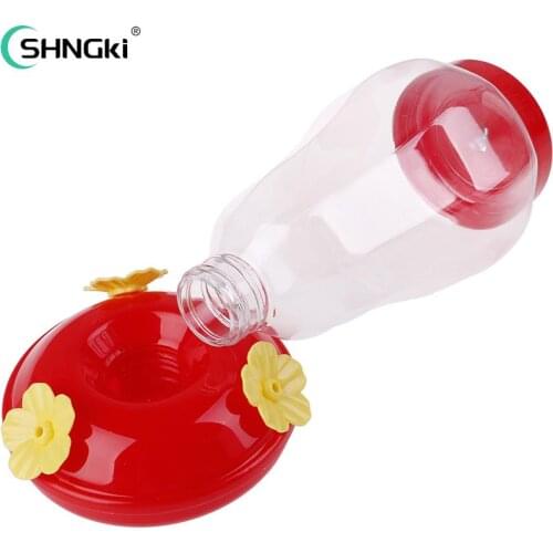 Outdoor Plastic Flower Iron Hook Bird Feeder Plastic Bird Water Feeder Bottle Hanging Hummingbird Feeder Garden