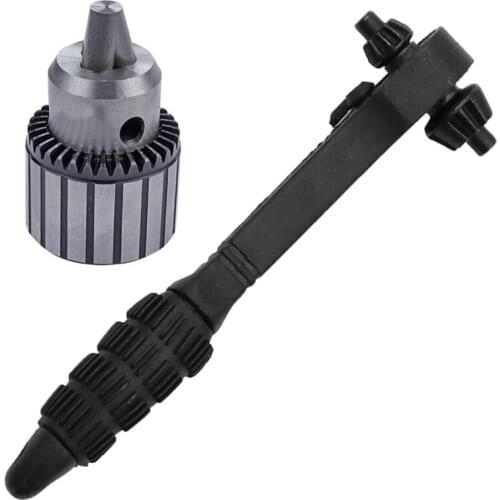 2 in 1 Universal Hand Drill Ratchet Key Wrench Drill Chuck Spanner Handle Combo E7CB