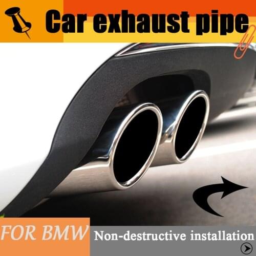 For BMW X1 Tail pipes F48Car Auto Round Exhaust Muffler Tip Stainless Steel Exhaust 1 to 2 Dual Pipe Chrome Trim Modified