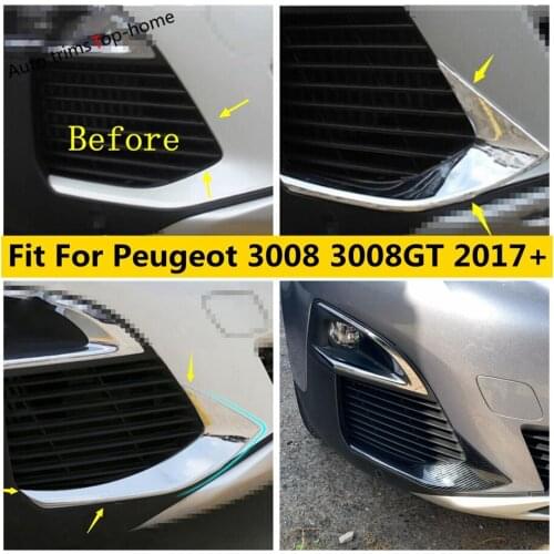 Yimaautotrims Front Fog Lights Lamps Below Eyelid Eyebrow Cover Trim Exterior Refit Kit Fit For Peugeot 3008 3008GT 2017 - 2020