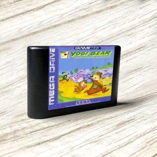 Yogi Bear Cartoon Capers - EUR Label Flashkit MD Electroless Gold PCB Card for Sega Genesis Megadrive Video Game Console
