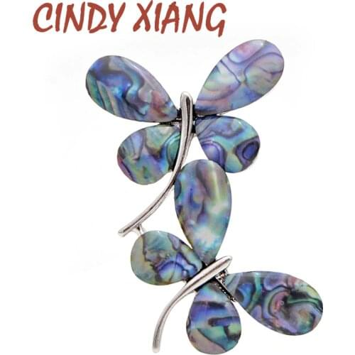 CINDY XIANG New Shell Double Butterfly Brooches for Women Fashion Insect Pin Brooch Spring Style Accessories High Quality 2019
