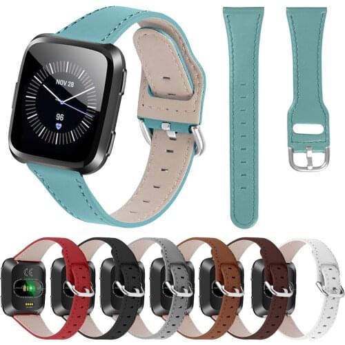 Women Genuine Leather Wristbands For Fitbit Versa Lite/Versa 2 Watch Band Strap Adjustable Leisure Replacement Wrist Bracelet