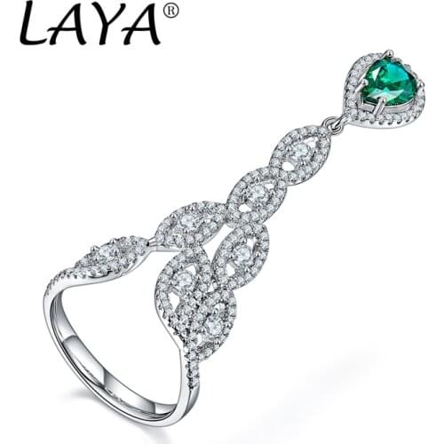 LAYA Real 925 Sterling Silver Fashion High Quality Zircon Green Nano Ruby Sapphire Rings For Women Party Classic Jewelry Gift