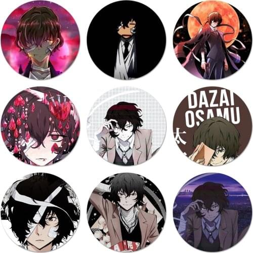 Japan anime bungou stray dogs Dazai Osamu Icons Pins Badge Decoration Brooches Metal Badges For Clothes Backpack Decoration 58mm