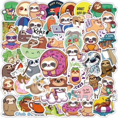 10/30/50Pcs Cartoon animal sloth Graffiti Waterproof Skateboard Travel Suitcase Phone Laptop Luggage Stickers DIY Kids Girl