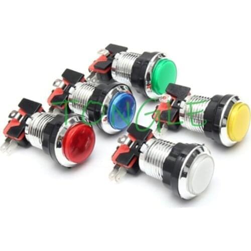 100 PCS Silver Plated Illuminated Chrome Button With Microswitch For Arcade Game Machine Accessories Arcade Cabinet Parts