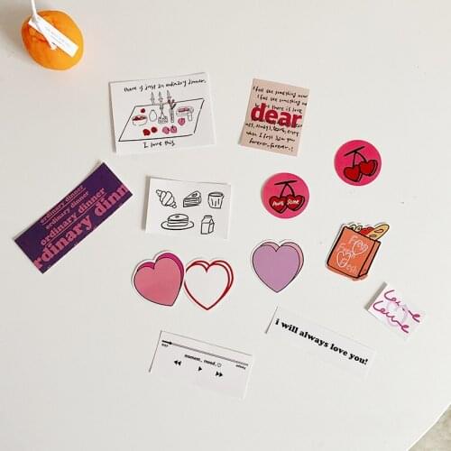 12 Sheets Korean Love Series Cute Sticker Waterproof PVC Transparent Sealing Paster Mobile Phone Decorative Sticker Stationery