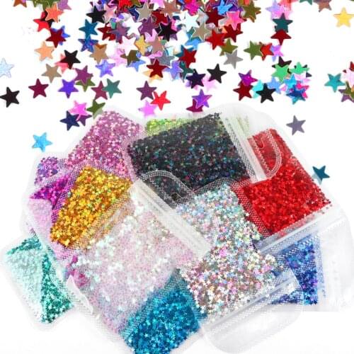12 Bags Star Holographic Nail Art Sequin DIY Charms Nails Accessories Glitter Star Shape Flakes Beauty Manicure Salon Decoration
