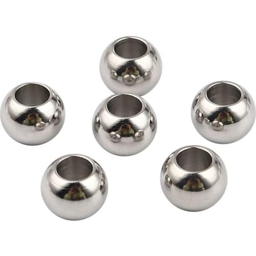 20 PCs Stainless Steel Beads Round Silver Color Beads For Jewelry DIY Findings 10mm Dia., Hole: Approx 5mm