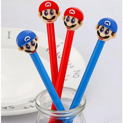 24 pcs Creative Stationery Gel Pen Cute Cartoon Super Marie Black Pen Student Stationery kawaii stationery papelaria caneta