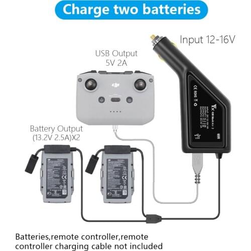 3 in 1 Car-Charger Mavic Air 2 Car Charger Dual Battery Charging USB Port Remote Control Charger for Mavic Air 2 Charger Hub