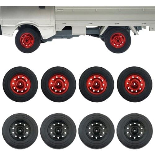 4pcs Red/Black Metal Wheel Rims Hubs Wheel Modified Replacement Parts for WPL D12 RC Car Accessories New
