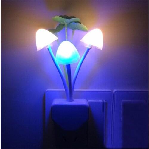 Kids room Control Auto light sensor led color change night light mushroom lamp 110V 220V EU US Plug Colorful Led Night lights