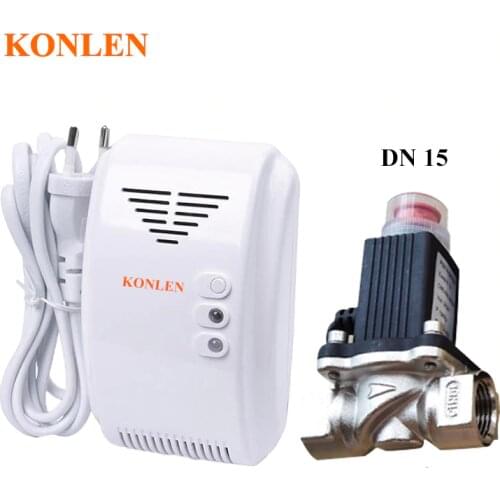 Standalone LPG Natural Gas Detector with Automatic Valve DN15 to Shut Off Pipe for Home Security