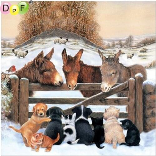 DPF DIY Dogs and donkeys 5D diamond painting cross stitch crafts diamond embroidery home decor diamond mosaic kit full square