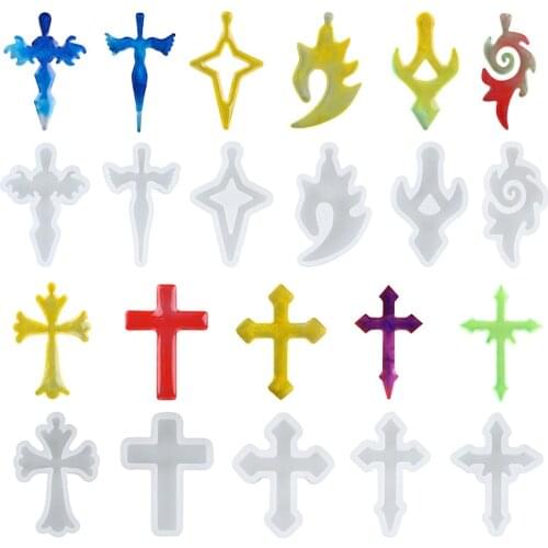 Crystal Epoxy Cross Pendant Silicone Resin Mold DIY Making a Variety of Cross Star Model Pendant Decoration Creative Jewelry
