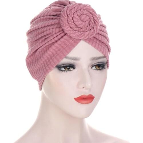 Fashion Women Ripped Donuts Turban Caps Muslim Headwear Chemo India Cap Islamic Headwrap Hijab Bonnet Stretchy African Hat