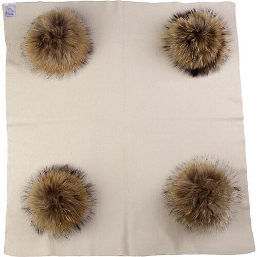Newborn Kids Baby Warm Wool Swaddling Blanket Travel Sleeping Blanket With 20cm Real Fur Pompom Bedding Swaddles Wrap