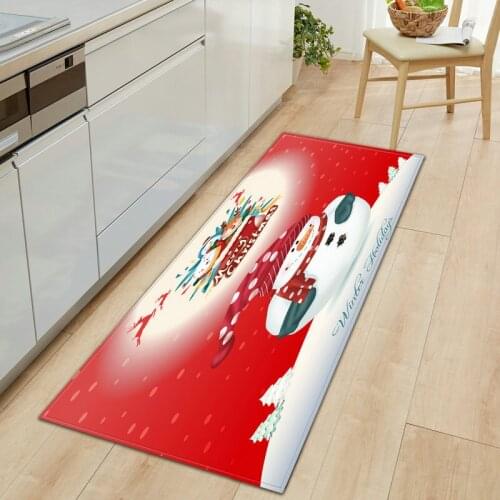 Merry Christmas Door Mat Long Bathroom Mats Kitchen Carpet Anti Slip Hallway Rugs Washable Microfiber Indoor Doormat 3D Carpet