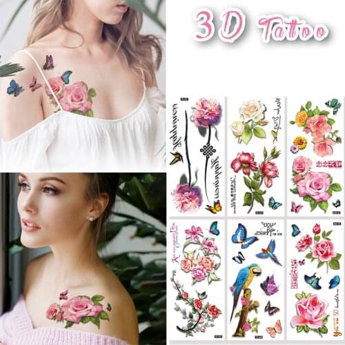 Bird Temporary Tattoo for Adult Waterproof Tatoo Stickers Body Art Beautiful 3D Butterfly Fake Tattoo for Women Body Art Tattoo
