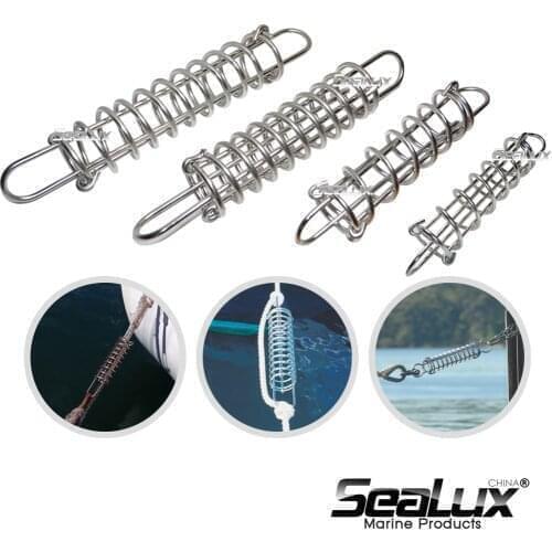 Sealux Cable Tension Spring Dog Tie Mooring Spring Shock Absorbing Small Marine Grade Stainless Steel 304 for Boat Yacht Park