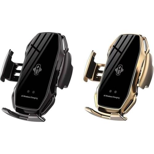 Universal Car Automatic Clamping Holder Qi Wireless Charging Mobile Phone Stand Mount Fixed Durable Bracket for iPhone Huawei