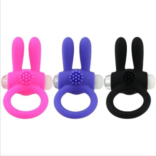 Rabbit Vibrator Delay Cockring Lasting Ejaculation Lock Fine Triple Vibrator Sex Toys Product for Men Penis Extender Ball Loop