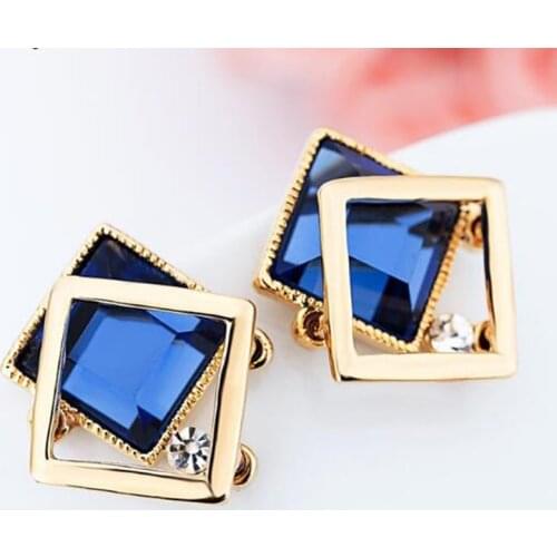XIYANIKE 6 Colors 2017 New Hot Sale Square Glass Stud Earrings For Women Fashion Jewelry Accessories Best Gift For Girls E1229
