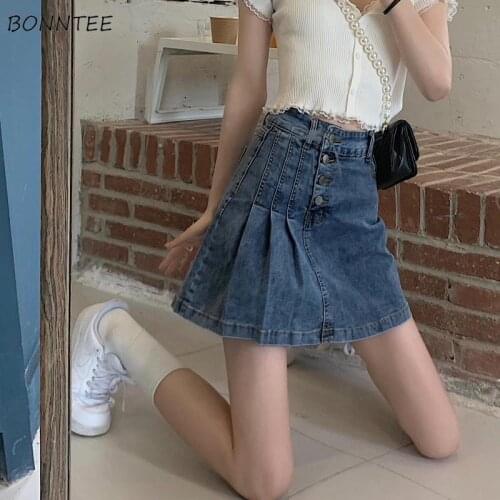 Skirts Women Summer High Waist Folds Fashion Mini A-line Slim Sexy Girls Casual Street Harajuku Korean Style Students Ins Party