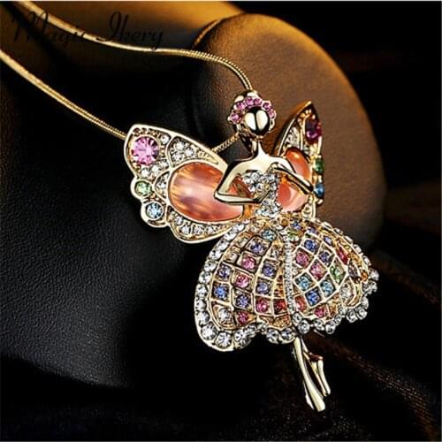 Magic Ikery Rose Gold Color Crystal Cute Colorful butterfly girl long women Jewelry fashion necklaces for women 2016 MKS000013