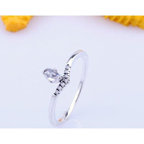 Original 925 Sterling Silver Pan Ring Classic Wish Rings With Crystal For Women Wedding Party Gift Fine EuroPe Jewelry