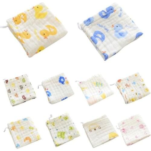 10Pc/Lot 6Layers Baby Newborn Cartoon Towel Gauze Washing Towel Printing Handkerchief