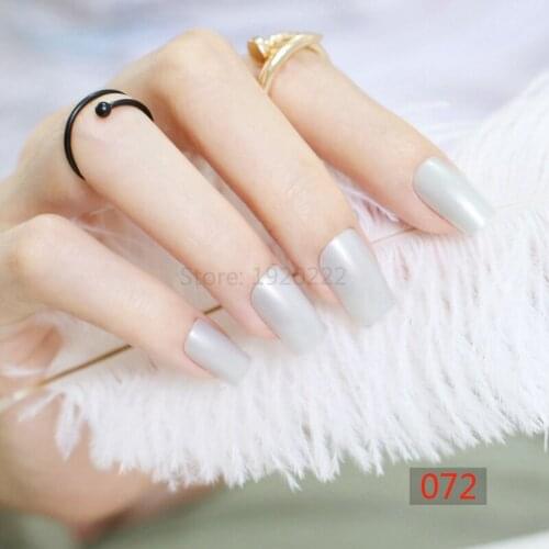 2020 24pcs Hot sell fashion Long section Square head candy false nails decoration Pearl silver M072