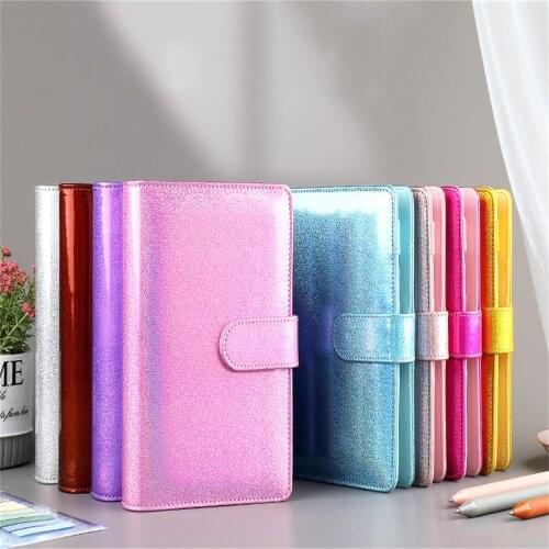 A6 Macaroon Laser Color Pu Leather Diy Binder Notebook Cover Diary Agenda Planner Bullet Cover School Stationery