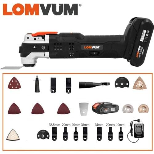 LOMVUM 20V Cordless Renovator Oscillating Woodworking Power Tools DIY Home 6 Variable Speed Multi Cutter Electric Trimmer Blade