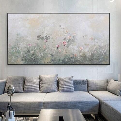 Gray Texture Acrylic Design Knife Flower Canvas Oil Painting Hote Selling Free Shipping Wall Hangings Art Picture For Hotel