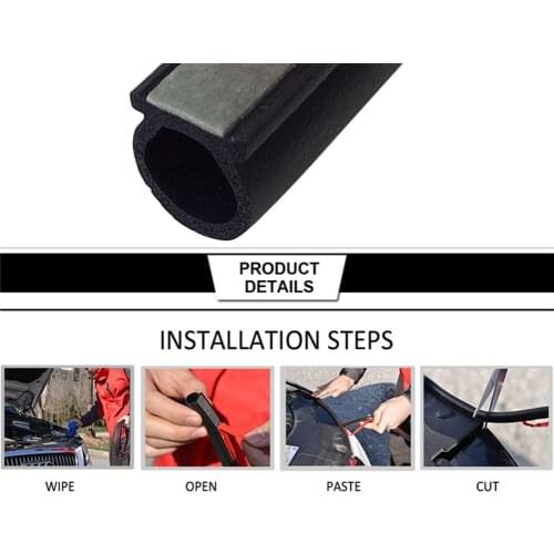 Car Large D-type Sound Insulation Strip 14*12 Car Door Windproof Waterproof Electromechanical Seal Strip 4M Car Accessories