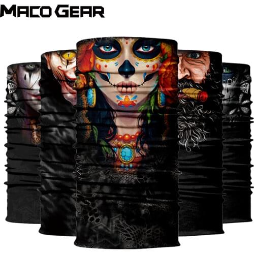 Summer Printed Human Face Bandana Skiing Face Mask Cycling Running Hiking Camping Hunting Snowboard Breathable Scarf Women Men