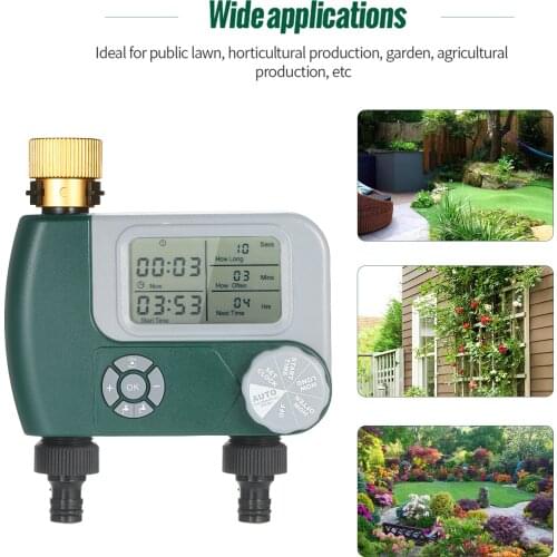 Home Digital Watering Timer Hose Faucet Timer Automatic Garden Water Timer Sprinkler System Irrigation Controller with 2 Outlet