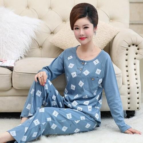 Cotton Pijama Autumn Pyjamas Women Sleepwear Long Sleeve Casual Soft Plus Size M-4XL Female Homewear Clothes Casual Pajamas Set