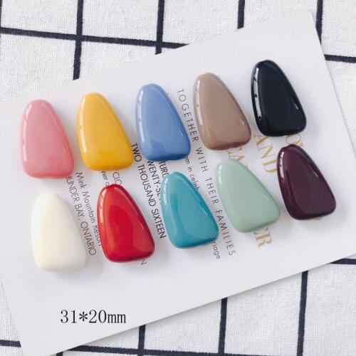 31*20mm Solid Colors Resin Geometry Cabochons Ornament Accessories 60pcs DIY Jewelry Findings Beading Material Cameo Patch Stick